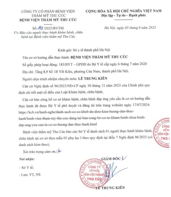 Danh sách người đăng ký thực hành khám bệnh, chữa bệnh tại Bệnh viện thẩm mỹ Thu Cúc từ ngày 05/8/2025 1 danh sach thu cuc e1754449214574